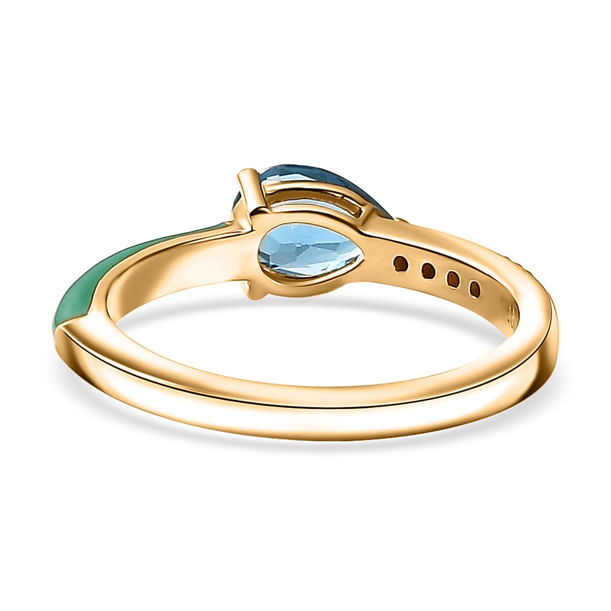 London Blue Topaz, Multi Gemstone Ring in 18K Vermeil YG Over Sterling Silver (Size 5.0) 0.70 ctw image number 4