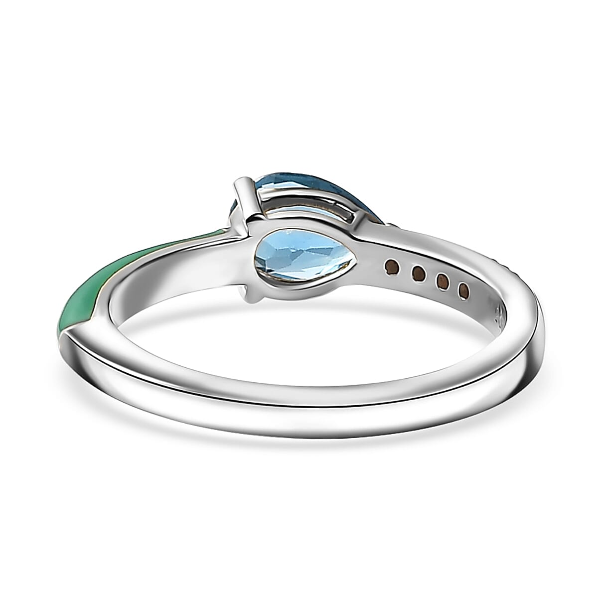 London Blue Topaz and Multi Gemstone 0.70 ctw Ring in Rhodium Over Sterling Silver (Size 8.0) image number 4