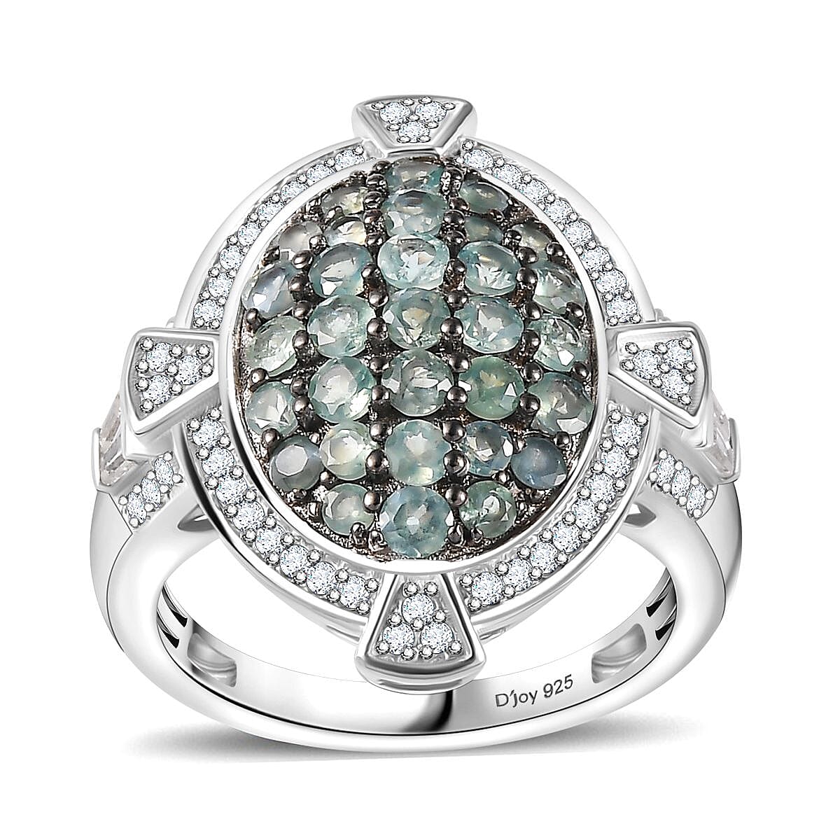 Narsipatnam Alexandrite and White Zircon Art and Deco Ring in Rhodium Over Sterling Silver (Size 10.0) 2.25 ctw (Del. in 5-7 Days)