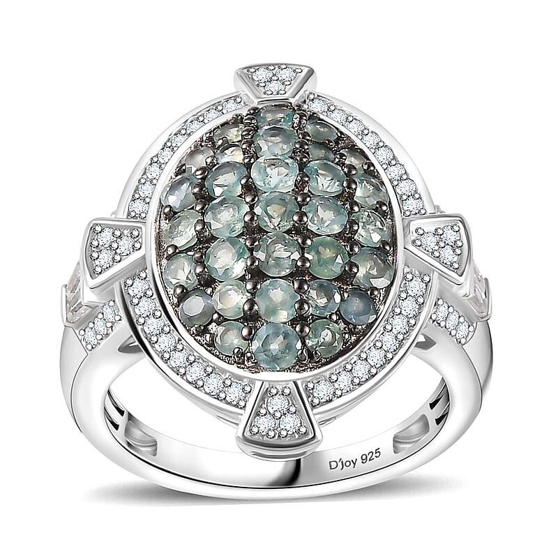 Narsipatnam Alexandrite and White Zircon Art and Deco Ring in Rhodium Over Sterling Silver (Size 10.0) 2.25 ctw (Del. in 5-7 Days)