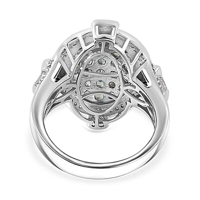Narsipatnam Alexandrite and White Zircon Art and Deco Ring in Rhodium Over Sterling Silver (Size 10.0) 2.25 ctw (Del. in 5-7 Days)