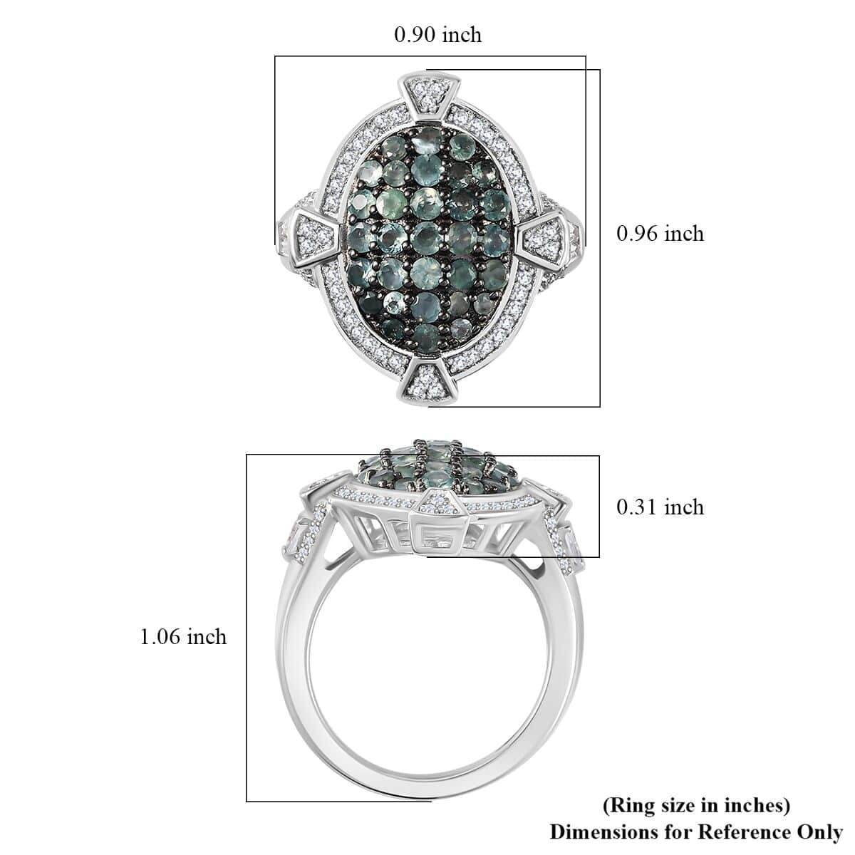 Narsipatnam Alexandrite and White Zircon Art and Deco Ring in Rhodium Over Sterling Silver (Size 7.0) 2.25 ctw image number 5