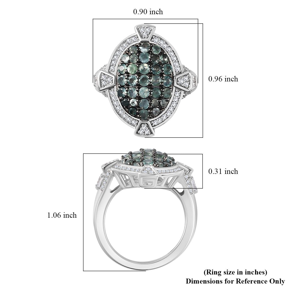 Narsipatnam Alexandrite and White Zircon Art and Deco Ring in Rhodium Over Sterling Silver (Size 8.0) 2.25 ctw image number 5