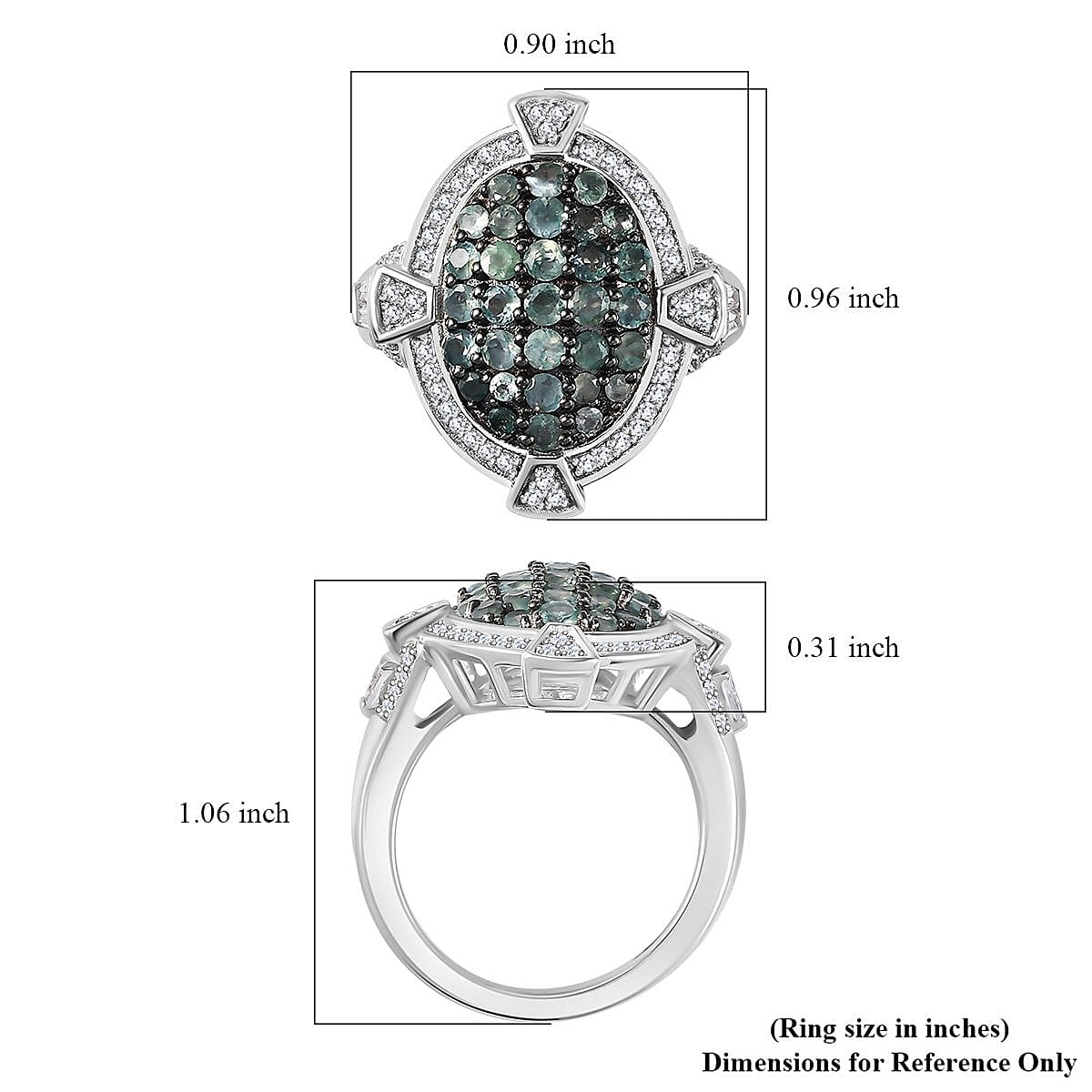 Narsipatnam Alexandrite and White Zircon Art and Deco Ring in Rhodium Over Sterling Silver (Size 9.0) 2.25 ctw image number 5