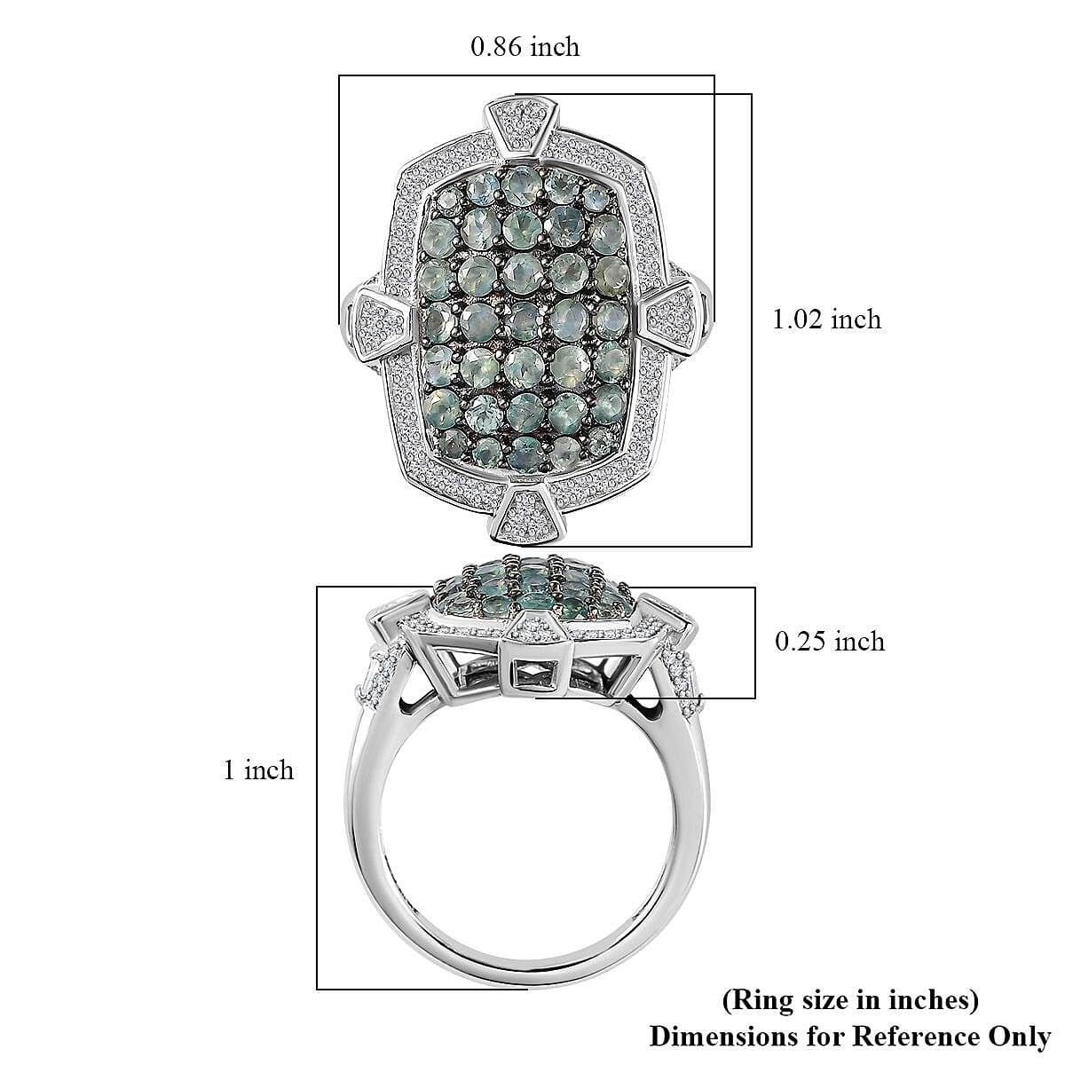 Narsipatnam Alexandrite and White Zircon Art and Deco Ring in Rhodium Over Sterling Silver (Size 10.0) 2.60 ctw