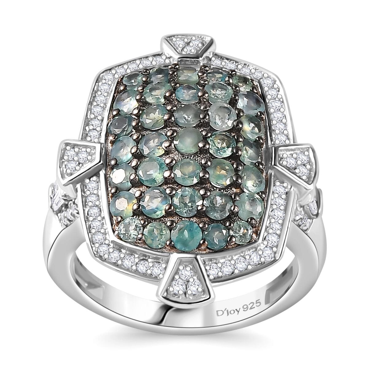 Narsipatnam Alexandrite and White Zircon Art and Deco Ring in Rhodium Over Sterling Silver (Size 9.0) 2.60 ctw image number 0