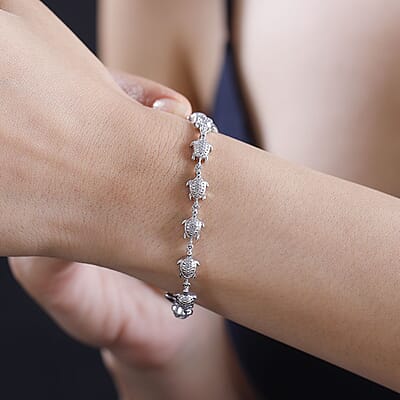 Karis Turtle Bracelet in Platinum Bond (6.50-8.0In)