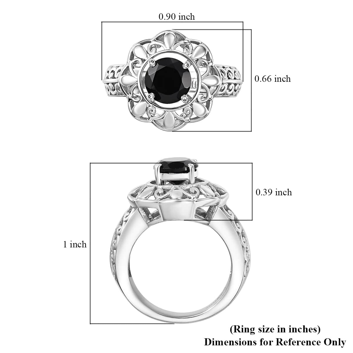 Karis Sky Blue Topaz, Mozambique Garnet, Thai Black Spinel Interchangable Solitaire Ring in Platinum Bond (Size 6.0) 4.50 ctw image number 6