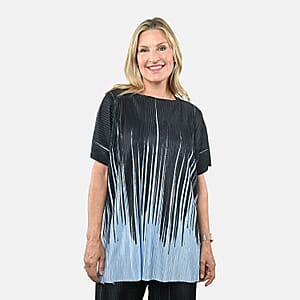 Tamsy Blue Accordion 2 Piece Pleated Polyester Top and Bottom Set - One Size Fits Most