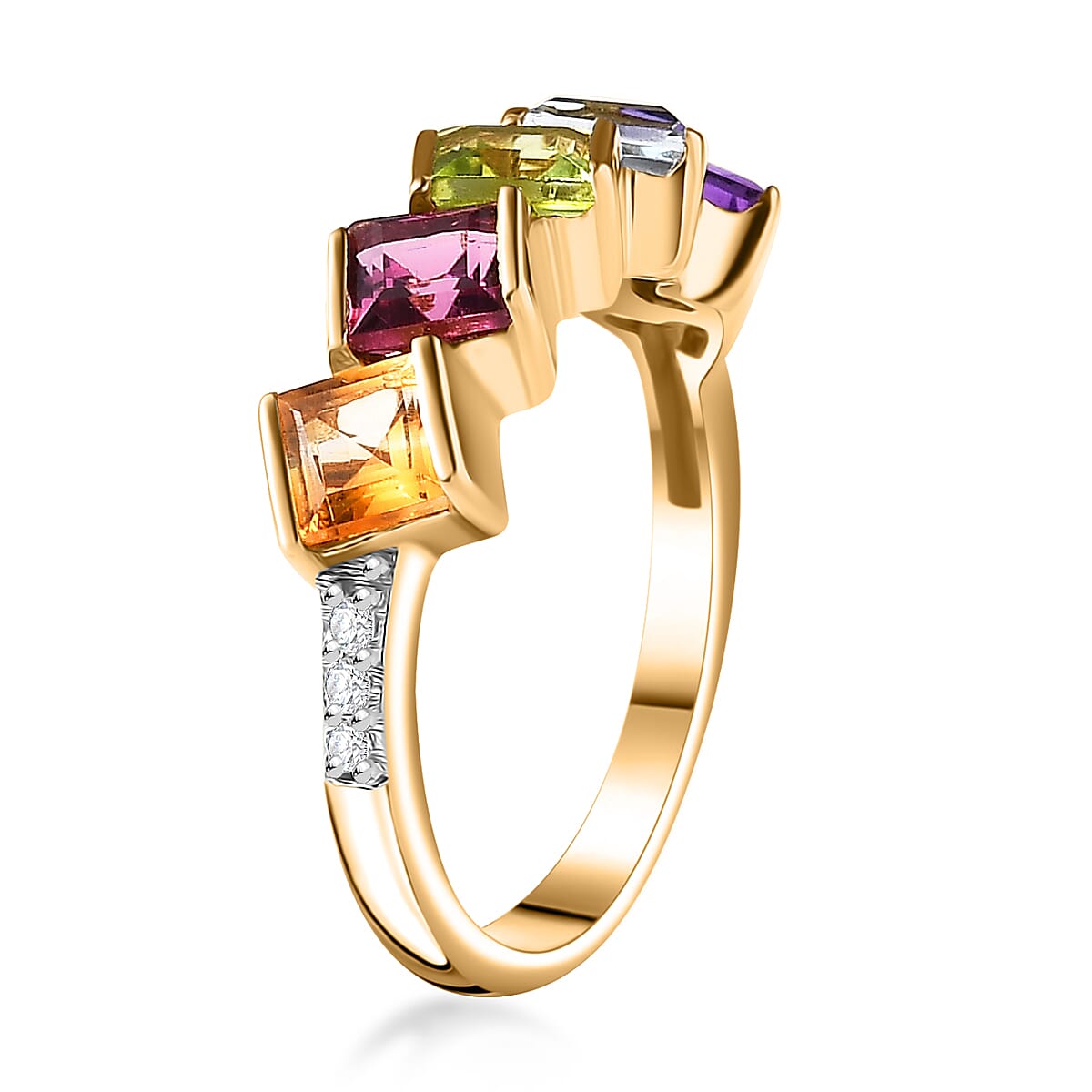 Multi Gemstone 2.10 ctw Ring in 18K Vermeil Yellow Gold Over Sterling Silver (Size 7.0) image number 3