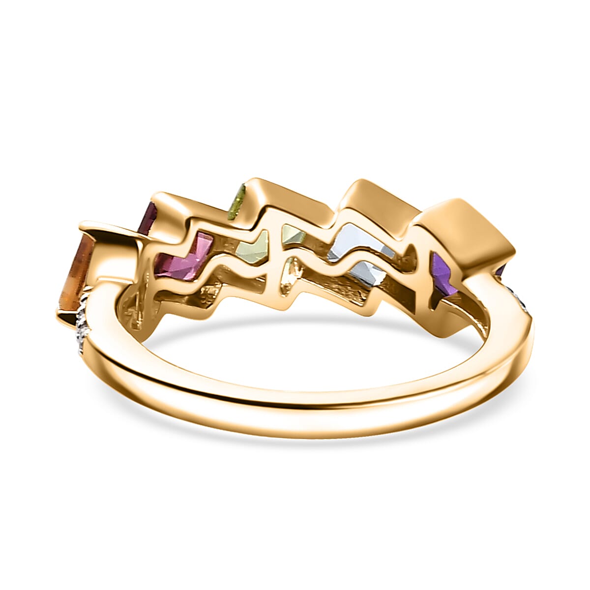 Multi Gemstone 2.10 ctw Ring in 18K Vermeil Yellow Gold Over Sterling Silver (Size 7.0) image number 4