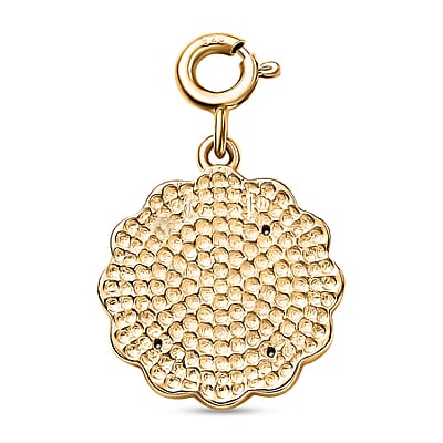 Moissanite and Enameled Taurus Zodiac Charm in 18K Vermeil Yellow Gold Over Sterling Silver