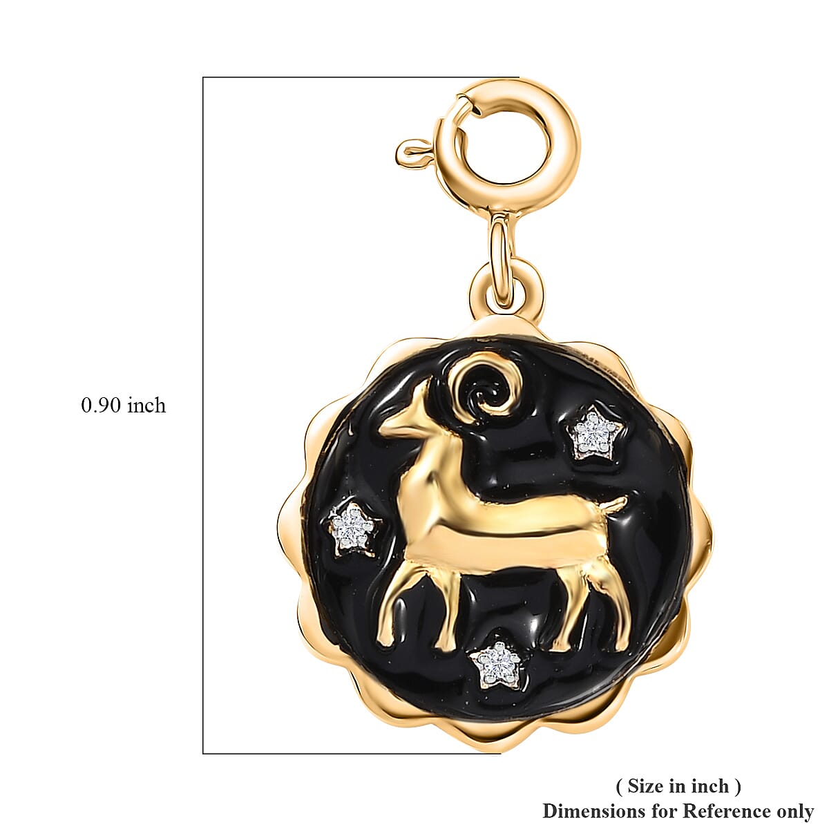 Moissanite and Enameled Capricorn Zodiac Charm in 18K Vermeil Yellow Gold Over Sterling Silver image number 5