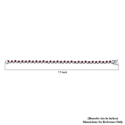 Sanguine Sapphire and Moissanite Art Deco Bracelet in Rhodium Over Sterling Silver (6.50 In) 7.70 ctw