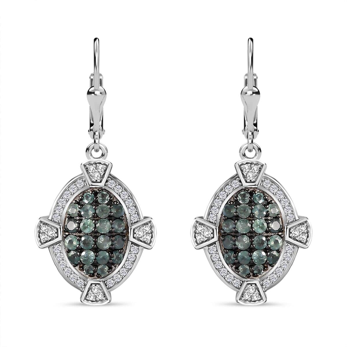 TLV Narsipatnam Alexandrite, White Zircon Lever Back Earrings in Rhodium Over Sterling Silver 2.30 ctw image number 0