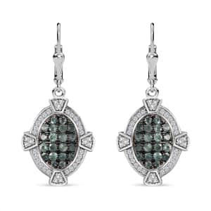 Narsipatnam Alexandrite and White Zircon Art and Deco Lever Back Earrings in Rhodium Over Sterling Silver 1.90 ctw