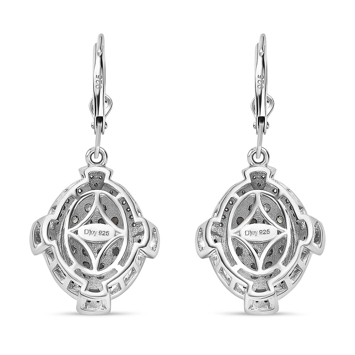 Narsipatnam Alexandrite and White Zircon Art and Deco Lever Back Earrings in Rhodium Over Sterling Silver 1.90 ctw