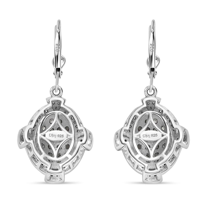 Narsipatnam Alexandrite and White Zircon Art and Deco Lever Back Earrings in Rhodium Over Sterling Silver 1.90 ctw