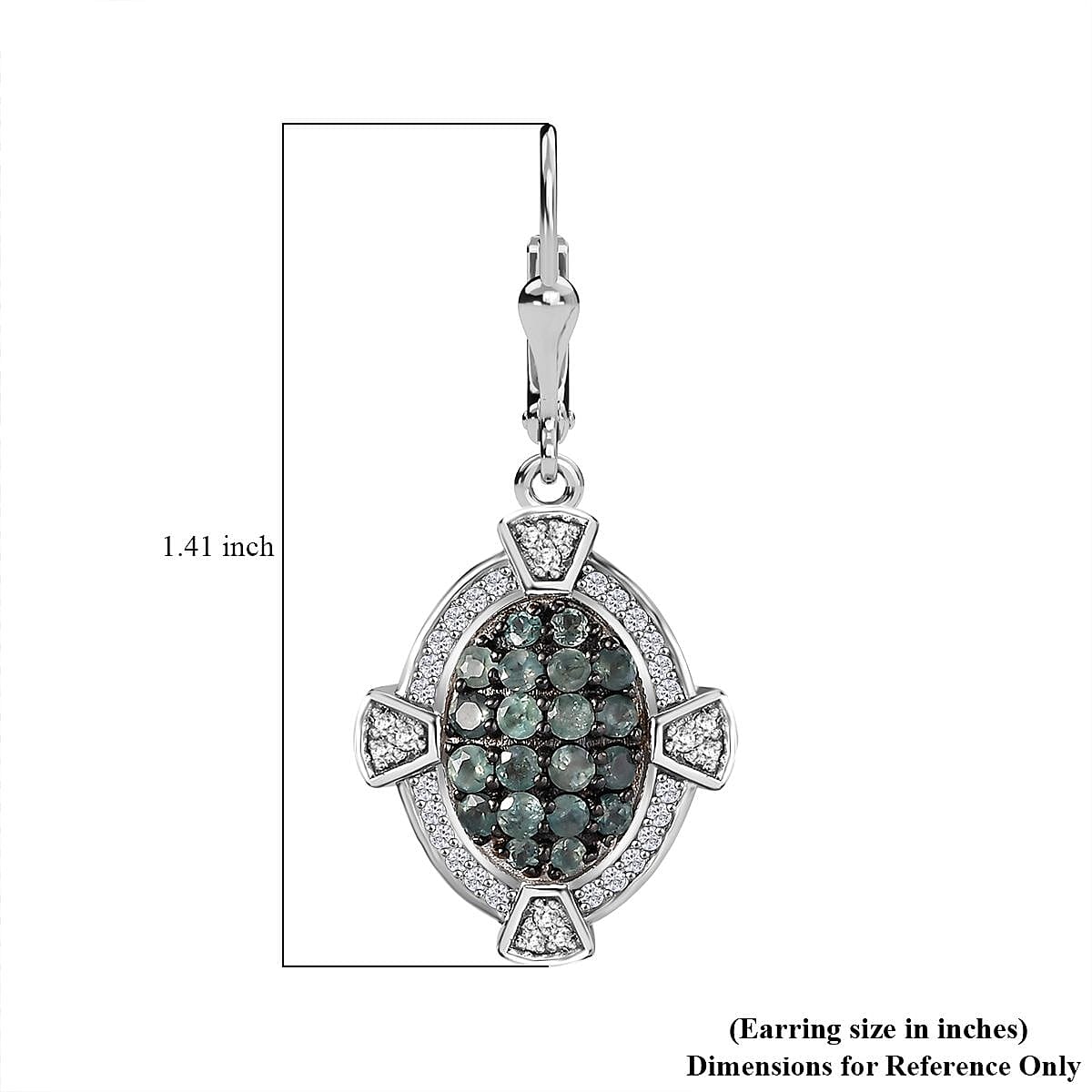 Narsipatnam Alexandrite and White Zircon Art and Deco Lever Back Earrings in Rhodium Over Sterling Silver 1.90 ctw
