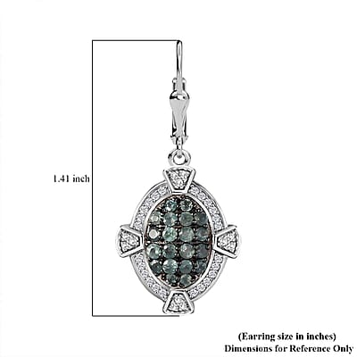 Narsipatnam Alexandrite and White Zircon Art and Deco Lever Back Earrings in Rhodium Over Sterling Silver 1.90 ctw