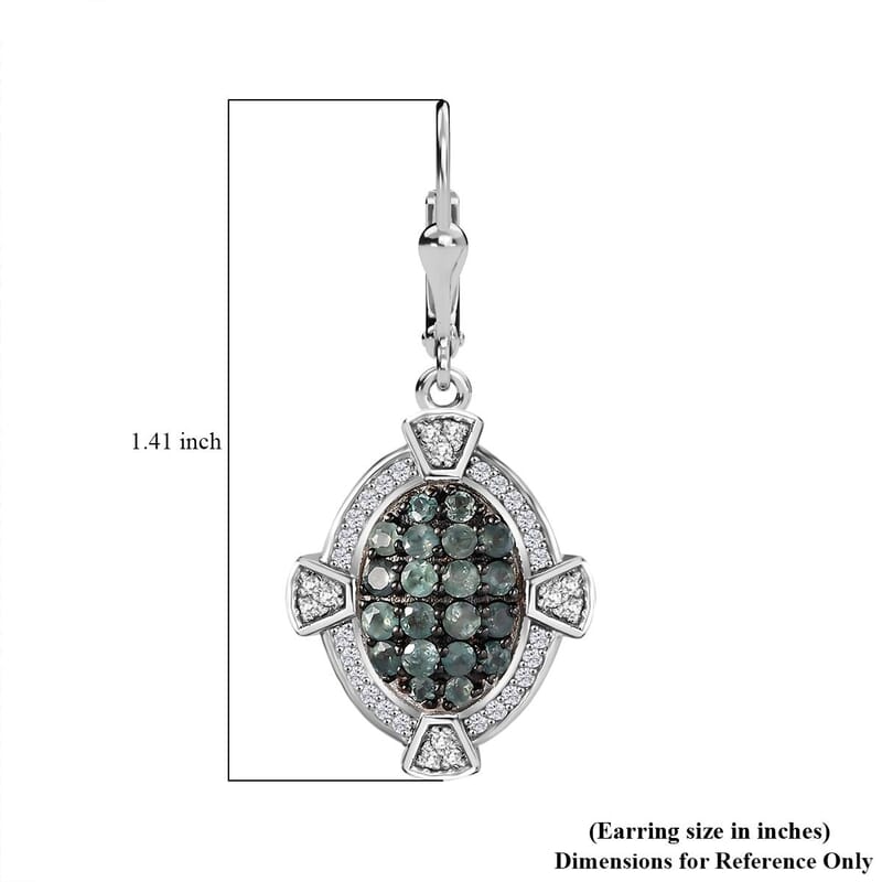 Narsipatnam Alexandrite and White Zircon Art and Deco Lever Back Earrings in Rhodium Over Sterling Silver 1.90 ctw