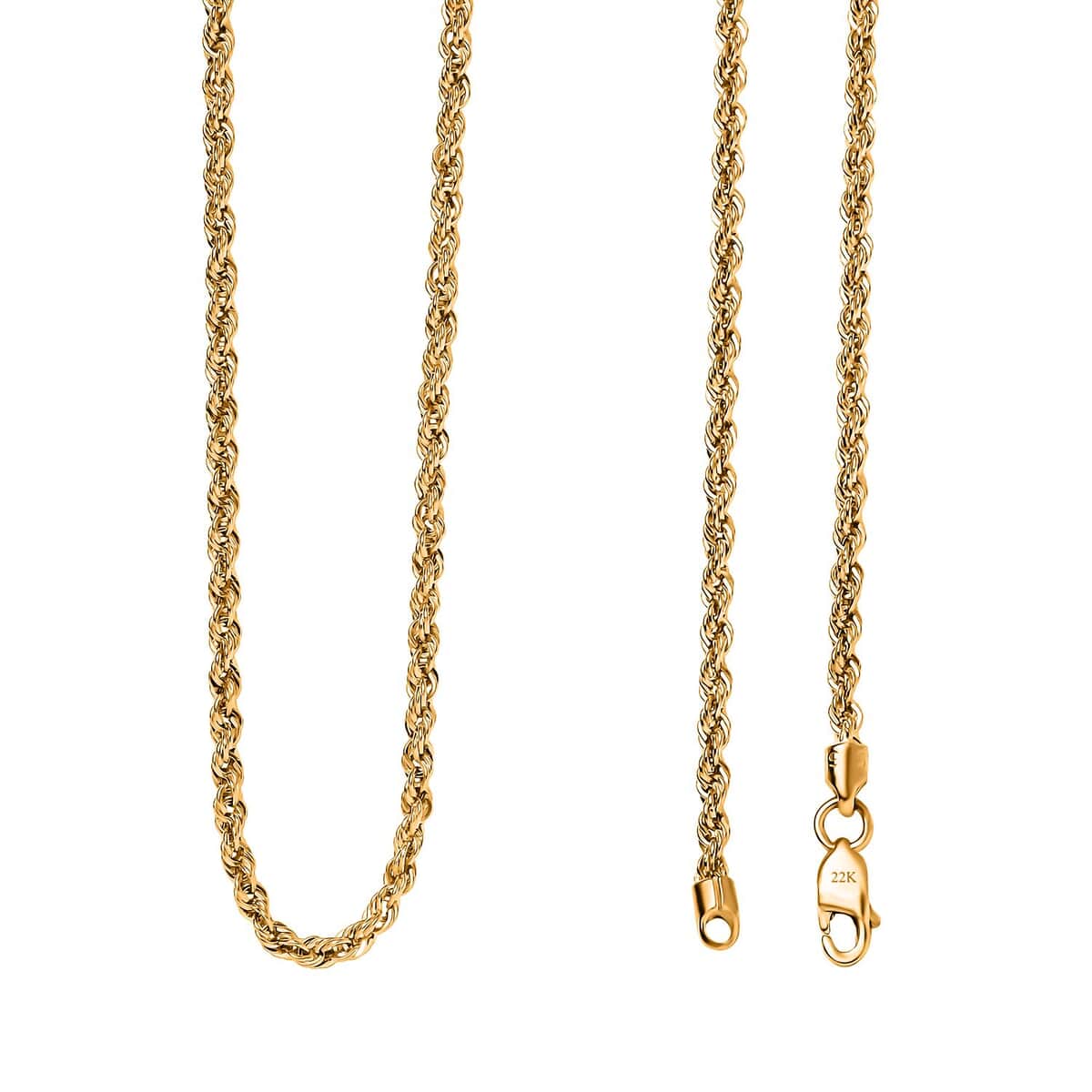 2.20mm Rope Chain Necklace in 22K Yellow Gold 4.10 Grams 20 Inches (Del. in 10-12 Days) image number 0