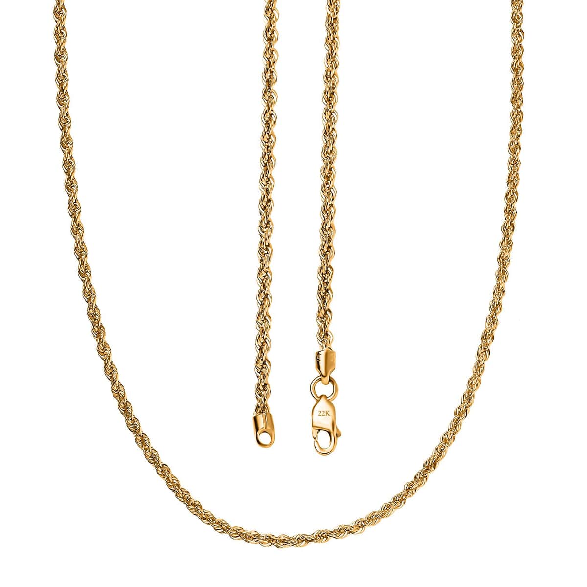 2.20mm Rope Chain Necklace in 22K Yellow Gold 4.10 Grams 20 Inches (Del. in 10-12 Days) image number 4