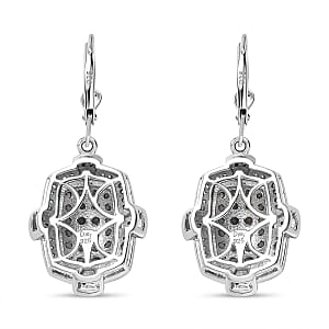 Narsipatnam Alexandrite and White Zircon Art and Deco Lever Back Earrings in Rhodium Over Sterling Silver 2.15 ctw