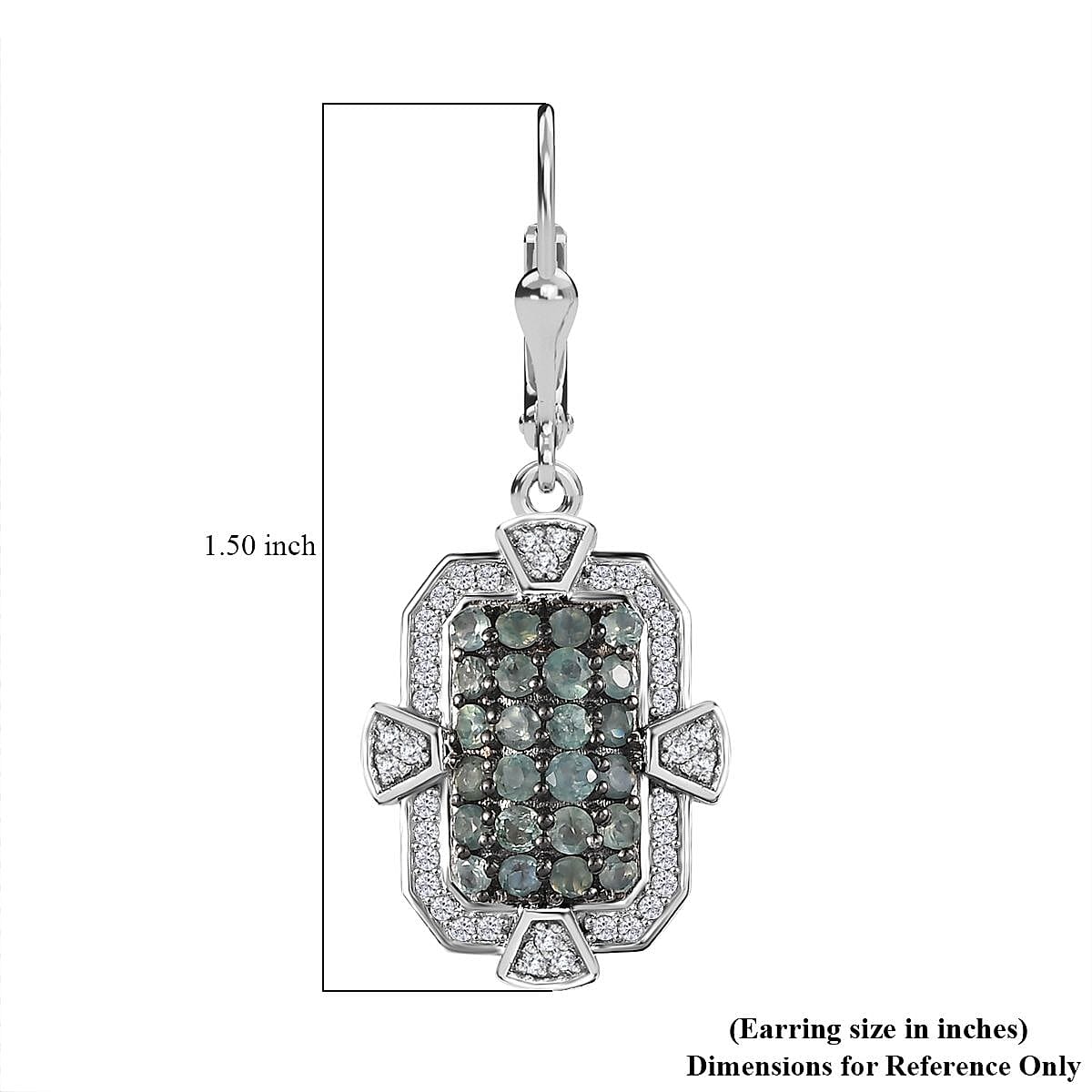 Narsipatnam Alexandrite and White Zircon Art and Deco Lever Back Earrings in Rhodium Over Sterling Silver 2.25 ctw image number 4