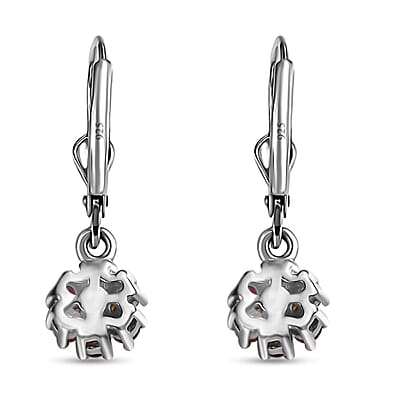 Multi Gemstone 0.50 ctw Floral Earrings in Rhodium Over Sterling Silver