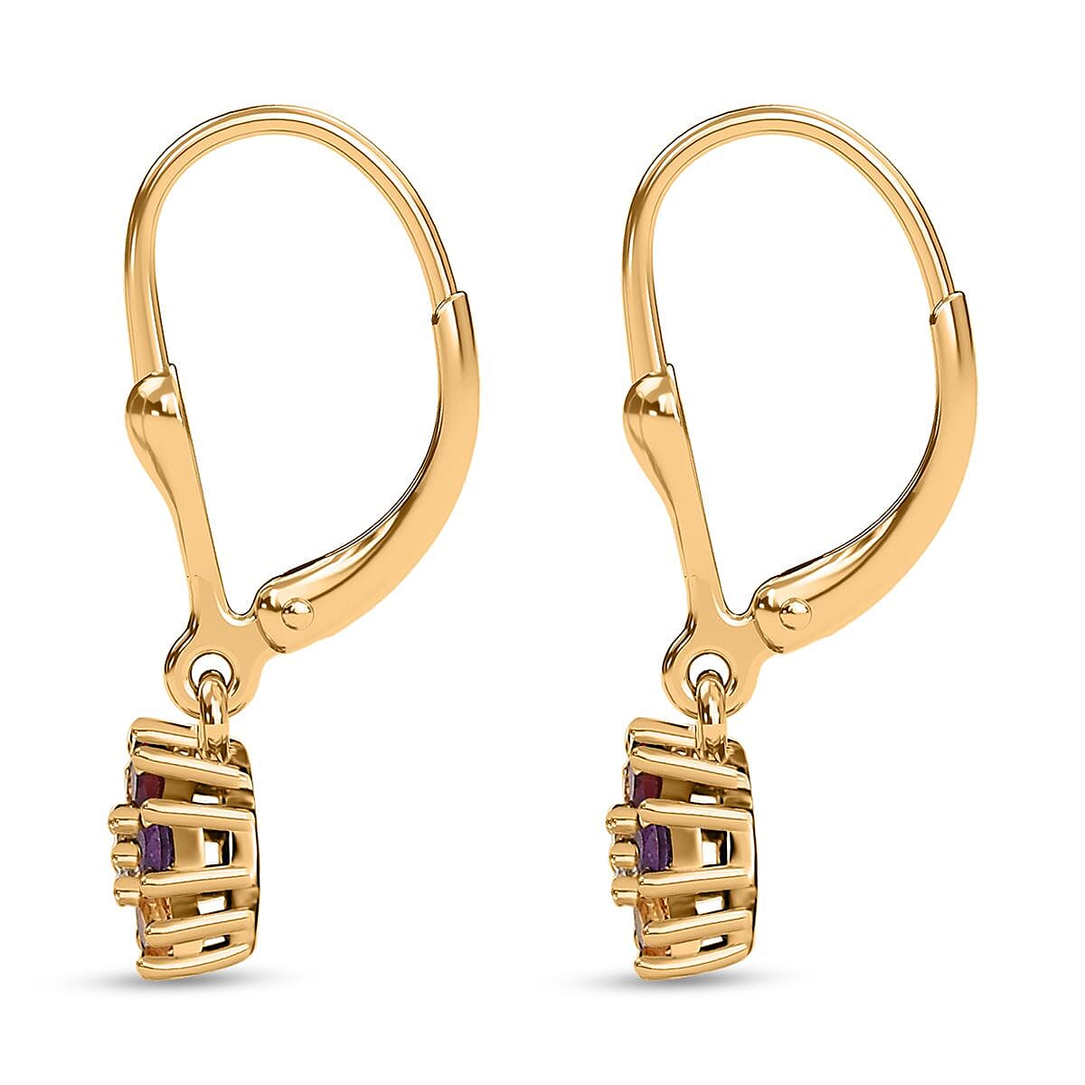Multi Gemstone 0.50 ctw Floral Earrings in 18K Vermeil Yellow Gold Over Sterling Silver