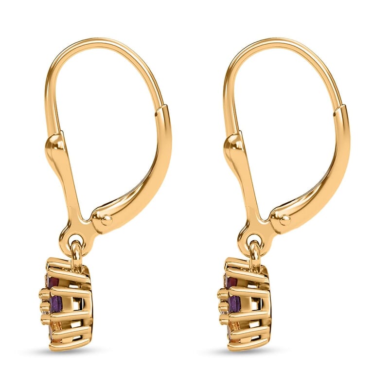 Multi Gemstone 0.50 ctw Floral Earrings in 18K Vermeil Yellow Gold Over Sterling Silver