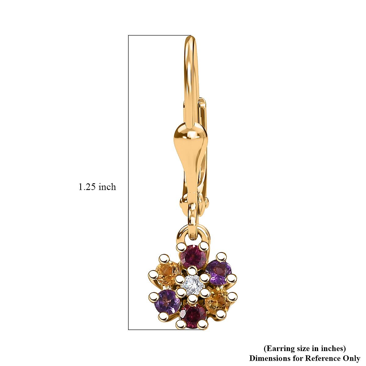Multi Gemstone 0.50 ctw Floral Earrings in 18K Vermeil Yellow Gold Over Sterling Silver