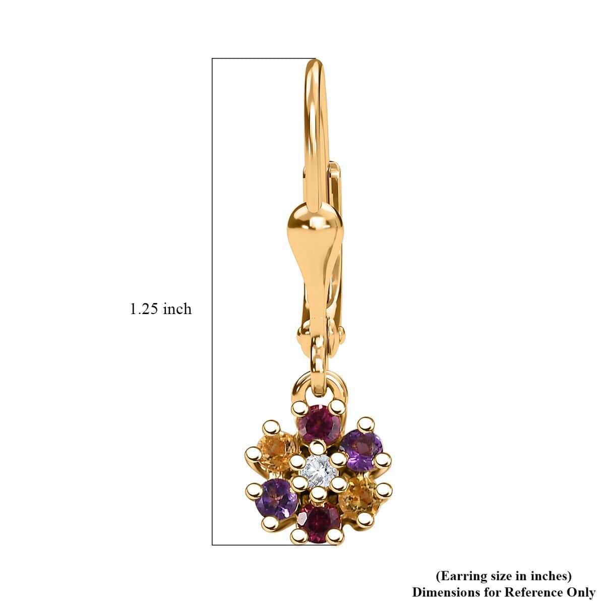 Multi Gemstone 0.50 ctw Floral Earrings in 18K Vermeil Yellow Gold Over Sterling Silver image number 4