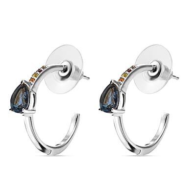 D'Joy London Blue Topaz and Multi Gemstones 1.75 ctw Earrings in Rhodium Over Sterling Silver