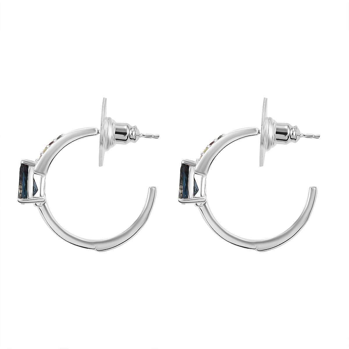 D'Joy London Blue Topaz and Multi Gemstones 1.75 ctw Earrings in Rhodium Over Sterling Silver