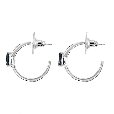 D'Joy London Blue Topaz and Multi Gemstones 1.75 ctw Earrings in Rhodium Over Sterling Silver