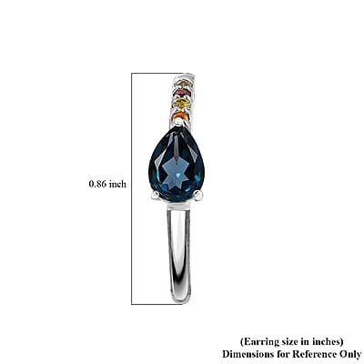 D'Joy London Blue Topaz and Multi Gemstones 1.75 ctw Earrings in Rhodium Over Sterling Silver