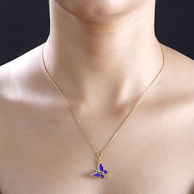 African Amethyst and White Zircon 0.15 ctw Butterfly Charm in 18K Vermeil Yellow Gold Over Sterling Silver