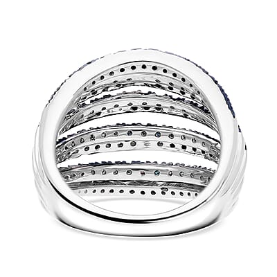Blue Diamond 1.50 ctw Ring in Platinum Over Sterling Silver (Size 6.0) 