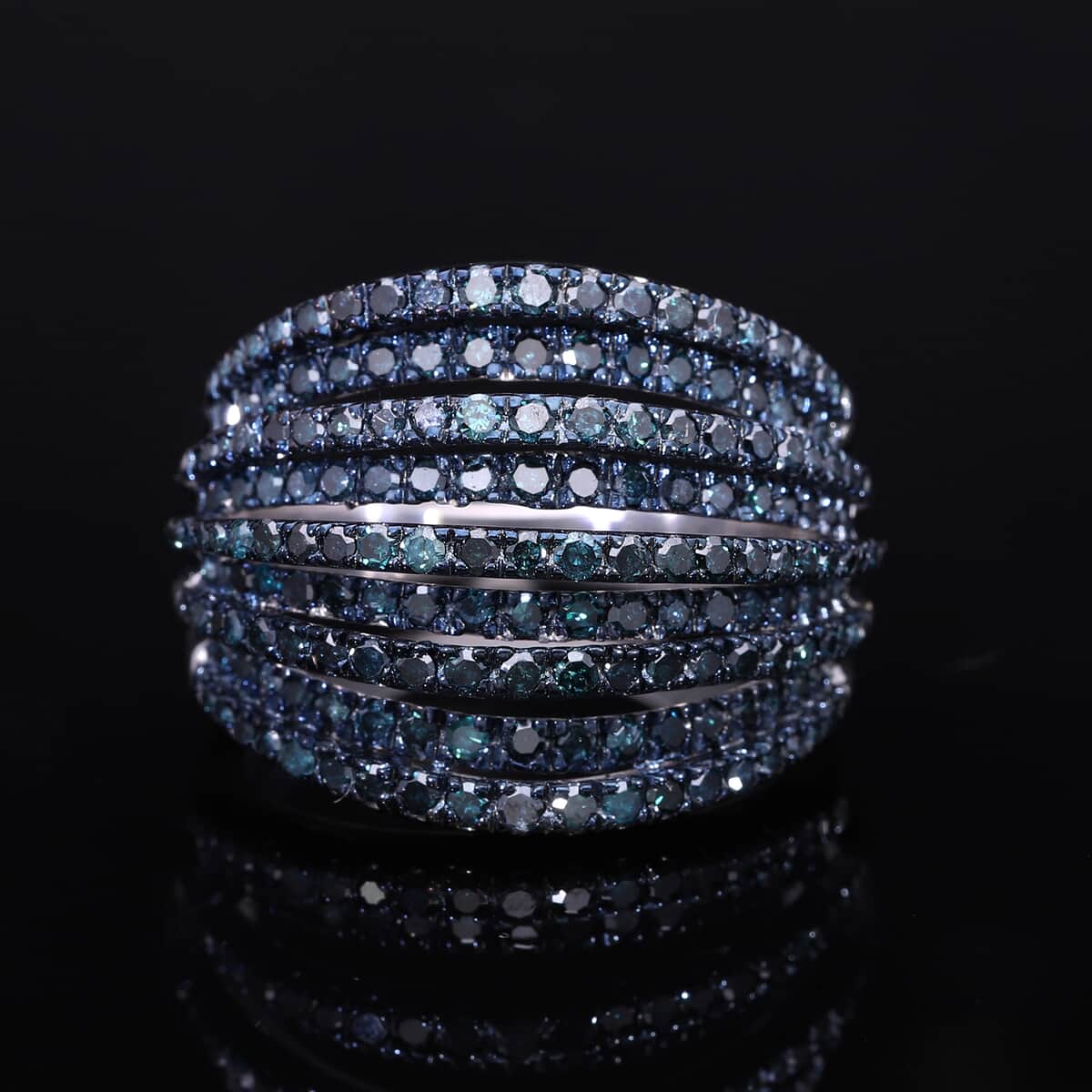 Blue Diamond 1.50 ctw Ring in Platinum Over Sterling Silver (Size 8.0)  image number 1