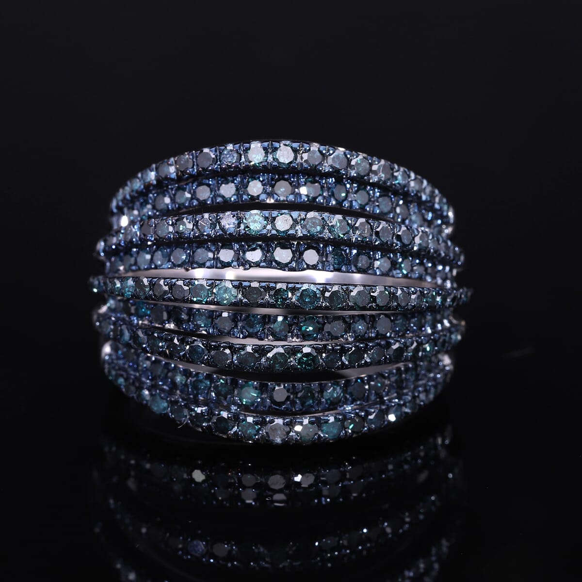 Blue Diamond 1.50 ctw Ring in Platinum Over Sterling Silver (Size 9.0)  image number 1