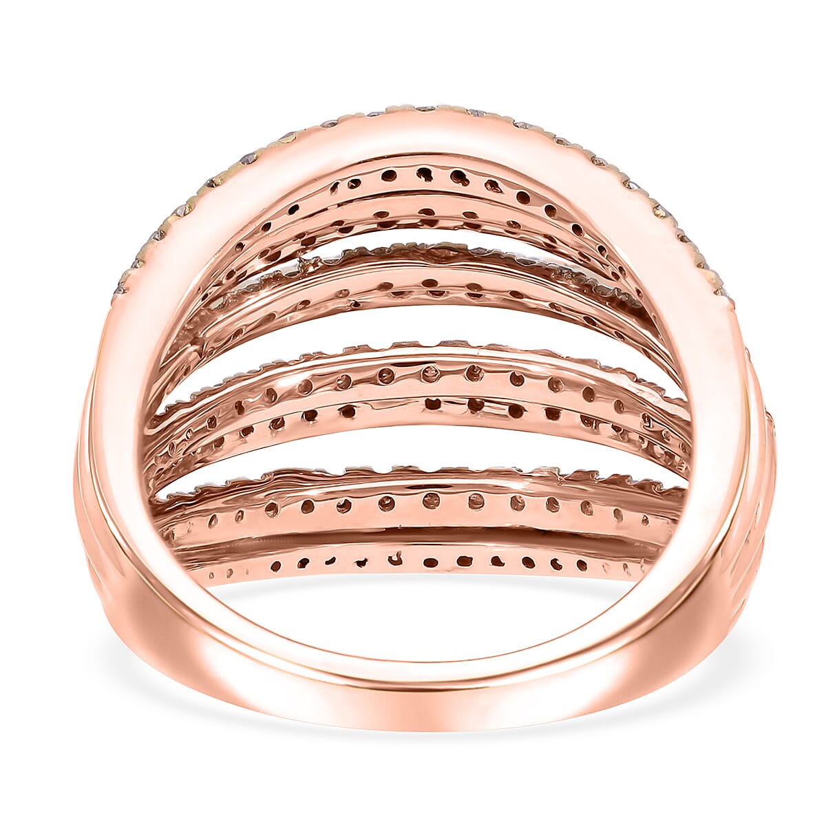 Natural Champagne Diamond 1.50 ctw Ring in Vermeil Rose Gold Over Sterling Silver (Size 8.0) 