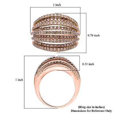 Natural Champagne Diamond 1.50 ctw Ring in Vermeil Rose Gold Over Sterling Silver (Size 8.0) 