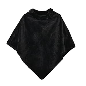 Tamsy Black Faux Fur Poncho