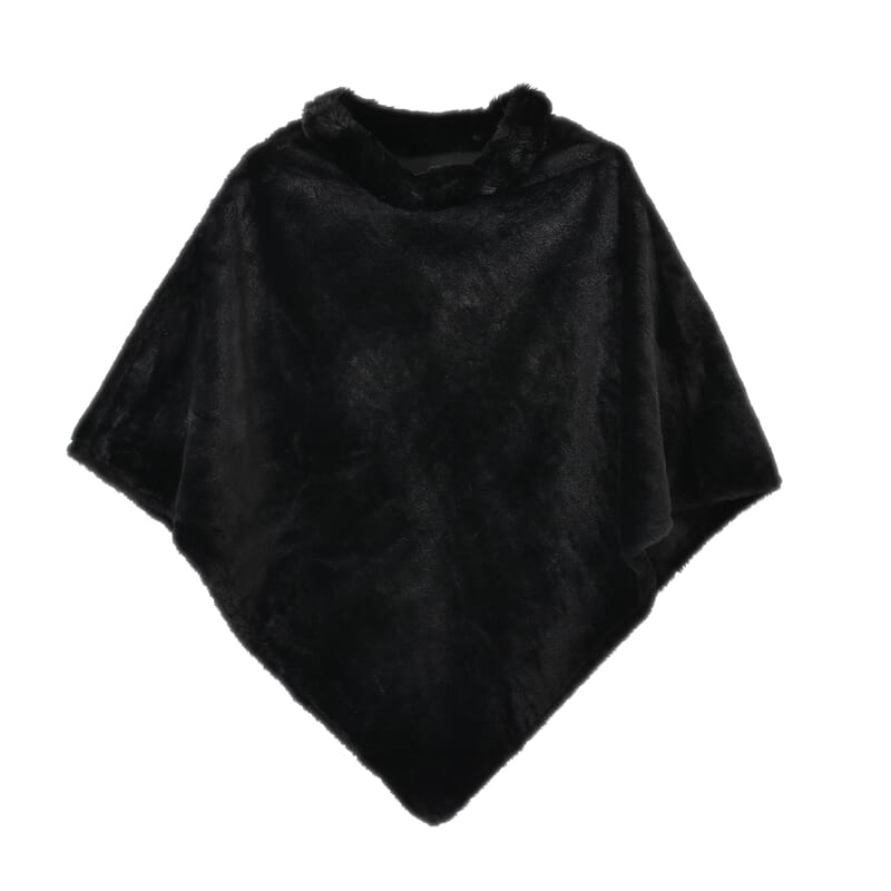 Tamsy Black Faux Fur Poncho
