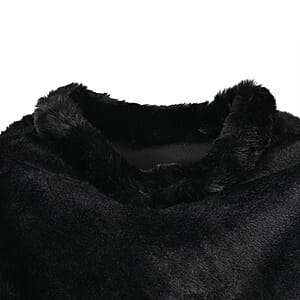 Tamsy Black Faux Fur Poncho