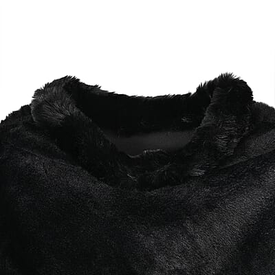 Tamsy Black Faux Fur Poncho