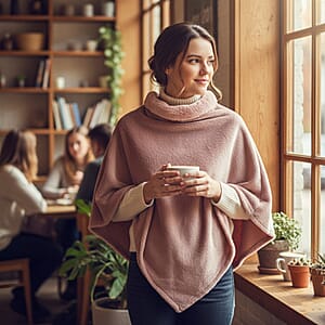 Tamsy Pink Faux Fur Poncho