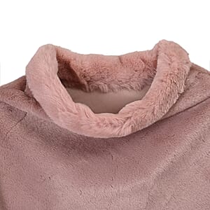 Tamsy Pink Faux Fur Poncho